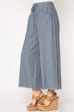 Load image into Gallery viewer, GiGio Wide Leg Pants with Frayed Trim in Slate Blue Pants Gigio   
