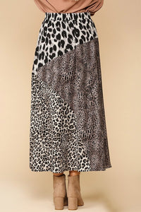 GiGio Mixed Animal Print Skirt in Grey Mix Skirt Gigio   