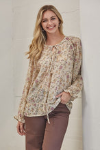 Load image into Gallery viewer, GiGio Floral Printed Chiffon Top in Sand-FINAL SALE Top Gigio   
