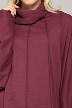 Load image into Gallery viewer, GiGio Dark Berry Turtleneck Dolman Top with Out-seam Detail Top Gigio   
