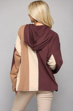 Load image into Gallery viewer, GiGio Wine Mix Color Block Hooded Top Top Gigio   
