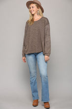 Load image into Gallery viewer, GiGio Textured Two Tone Knit Top in Mushroom Top Gigio   
