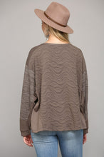 Load image into Gallery viewer, GiGio Textured Two Tone Knit Top in Mushroom Top Gigio   
