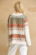 Load image into Gallery viewer, GiGio Cream Mix Sweater with Textured and Patterned Knitting Top Gigio   
