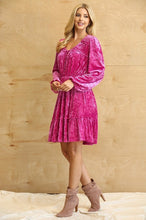 Load image into Gallery viewer, GiGio Magenta Velvet Dress with Elastic Waist Dress Gigio   
