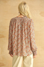 Load image into Gallery viewer, GiGio Rust Floral Print Top with Tie at Neckline Top Gigio   
