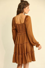 Load image into Gallery viewer, GiGio Washed Satin Dress in Camel Dress Gigio   
