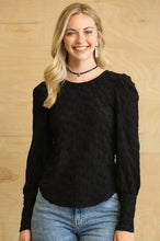 Load image into Gallery viewer, GiGio Textured Knit Top with Back Keyhole in Black-FINAL SALE Top Gigio   
