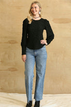 Load image into Gallery viewer, GiGio Textured Knit Top with Back Keyhole in Black-FINAL SALE Top Gigio   

