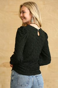 GiGio Textured Knit Top with Back Keyhole in Black-FINAL SALE Top Gigio   