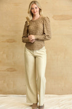 Load image into Gallery viewer, GiGio Textured Knit Top with Back Keyhole in Taupe Top Gigio   
