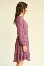 Load image into Gallery viewer, GiGio Textured Dress with Ruching in Dusty Taro-FINAL SALE Dress Gigio   
