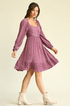 Load image into Gallery viewer, GiGio Textured Dress with Ruching in Dusty Taro-FINAL SALE Dress Gigio   
