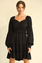 Load image into Gallery viewer, GiGio Dress with Ruching and Tiered Ruffles in Black Dress Gigio   
