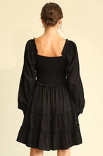 Load image into Gallery viewer, GiGio Dress with Ruching and Tiered Ruffles in Black Dress Gigio   
