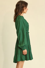 Load image into Gallery viewer, GiGio Dress with Ruching and Tiered Ruffles in Hunter Green-FINAL SALE Dress Gigio   
