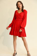 Load image into Gallery viewer, GiGio Dress with Ruching and Tiered Ruffles in Scarlet Dress Gigio   
