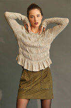 Load image into Gallery viewer, GiGio Smocked and Ruched Top in Oatmeal Top Gigio   
