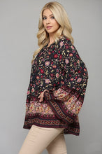 Load image into Gallery viewer, GiGio Navy Floral Print Top with Bell Sleeves Top Gigio   
