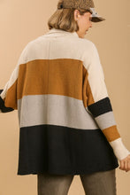 Load image into Gallery viewer, Umgee Color Block Turtle Neck Pullover Sweater in Black Mix Sweaters Umgee   
