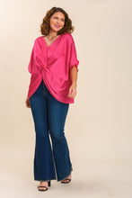 Load image into Gallery viewer, Umgee Satin Top with Front Knot in Hot Pink Top Umgee   
