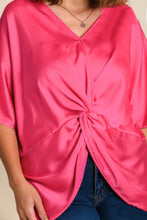 Load image into Gallery viewer, Umgee Satin Top with Front Knot in Hot Pink Top Umgee   
