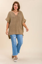 Load image into Gallery viewer, Umgee Mineral Wash Gauze Fabric Tunic Top in Cappuccino Top Umgee   
