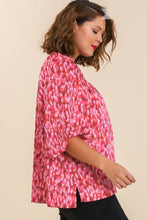 Load image into Gallery viewer, Umgee Printed Top with Puff Sleeves in Rose Pink Mix Top Umgee   
