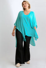 Load image into Gallery viewer, Umgee Sheer V-Neck Kaftan Top in Turquoise Shirts &amp; Tops Umgee   

