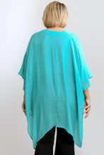 Load image into Gallery viewer, Umgee Sheer V-Neck Kaftan Top in Turquoise Shirts &amp; Tops Umgee   
