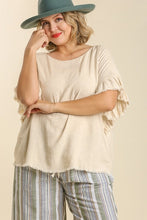 Load image into Gallery viewer, Umgee Linen Blend Top with Short Ruffled Sleeves in Oatmeal Shirts &amp; Tops Umgee   
