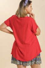 Load image into Gallery viewer, Umgee Linen Frayed Top in Candy Apple FINAL SALE Shirts &amp; Tops Umgee   
