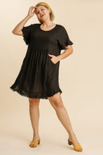 Load image into Gallery viewer, Umgee Short Linen Blend Dress in Black  Umgee   
