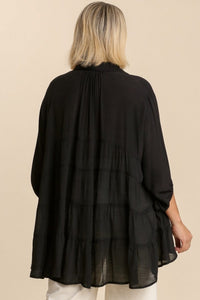 Umgee Button Front Tunic Top in Black Top Umgee   
