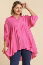 Load image into Gallery viewer, Umgee Button Front Tunic Top in Bubble Pink Top Umgee   
