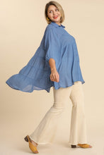 Load image into Gallery viewer, Umgee Button Front Tunic Top in Denim Blue Top Umgee   
