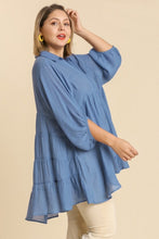 Load image into Gallery viewer, Umgee Button Front Tunic Top in Denim Blue Top Umgee   
