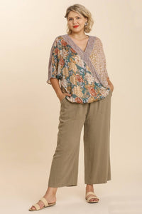 Umgee Floral and Animal Surplice Top in Forest Mix Top Umgee   
