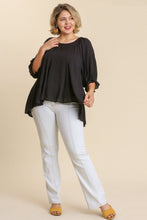 Load image into Gallery viewer, Umgee Top with Elastic Ruffled Cuff Sleeves and Pleated Details in Black Shirts &amp; Tops Umgee   
