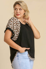 Load image into Gallery viewer, Umgee Animal Print Short Sleeve Shirt in Black FINAL SALE Top Umgee   
