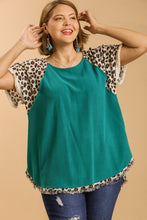 Load image into Gallery viewer, Umgee Animal Print Short Sleeve Shirt in Teal Top Umgee   
