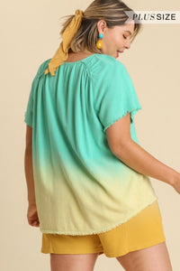 Umgee Dip Dye Top in Emerald Mix Shirts & Tops Umgee   