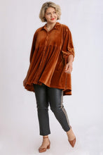 Load image into Gallery viewer, Umgee Velvet Tunic Top in Burnt Orange  Umgee   
