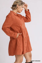 Load image into Gallery viewer, Umgee Textured Long Sleeve Dress in Burnt Orange  Umgee   
