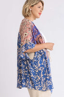 Umgee Mixed Print Kimono in Dark Denim Color Mix  Umgee   