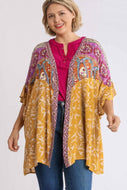 Umgee Mixed Print Kimono in Goldenrod Color Mix  Umgee   
