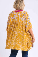 Umgee Mixed Print Kimono in Goldenrod Color Mix  Umgee   