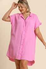 Load image into Gallery viewer, Umgee Gauze Shirt Dress in Bubble Pink Dresses Umgee   
