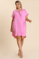 Umgee Gauze Shirt Dress in Bubble Pink Dresses Umgee   