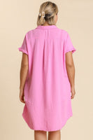 Umgee Gauze Shirt Dress in Bubble Pink Dresses Umgee   